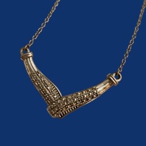 STS Sterling Silver CZ V Shape Art Deco Necklace